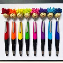 8 Pack Cute Face Mop Stylus Ballpoint Pens, 1.0mm Black Ink, Kids Back To School Stationery, Holiday Party Favors - Mix 8PCS - View 11