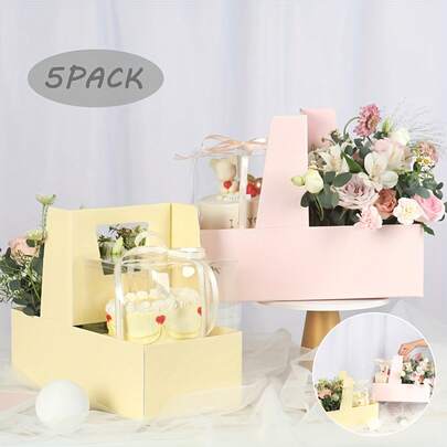 1/5 piezas Cajas florales transparentes elegantes - Estuche resistente para flores y pasteles - Perfecto para bodas, decoración del hogar y regalos de cumpleaños