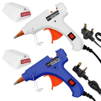 مجموعة مسدس الغراء الساخن مع 40/50 عود غراء، سريع التسخين، درجة حرارة عالية للحرف المدرسية والفنون DIY والإصلاحات المنزلية السريعة، 20 واط