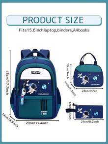 1 Set Zaino con Stampa Spaziale, Ampia Capacità con Scomparti Multipli, Cinghie Regolabili e Confortevoli, Chiusura con Doppia Cerniera, Tasche Laterali per Bottiglia d'Acqua e Ombrello, Adatto per Molteplici Occasioni, Regalo per il Ritorno a Scuola