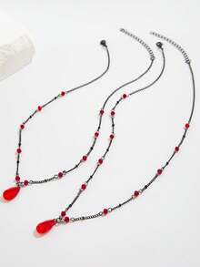 2 piezas Collar con colgante de gota de estilo gótico vintage punk con decoración de borla de metal, collar gargantilla de varias capas para mujer, adecuado para uso diario, fiesta de Halloween, regalo para amigos