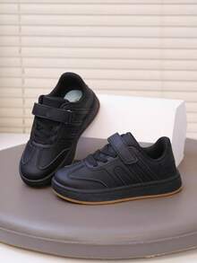 Nouvelles chaussures de sport pour enfants, chaussures à scratch pour garçons, chaussures plates confortables, chaussures décontracté - Noir - Voir 3