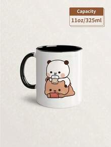 1pc Bubu Dudu Ceramic Coffee Mug - 11 Oz Reusable Novelty Cup, Machine Washable, Material, Multi-Purpose Love Forever Bear Design, Perfect Gift For Couples,Easter Cup For Wife,Husband Christmas,Valentine's Day,Birthday And Holiday Gift,Tea Cup,Boyfriend And Girlfriend,Summer And Winter Drinking Utensils,Perfect For Woman Sister Friend Boss Employee Co-Worker Great Office Mug Back To School