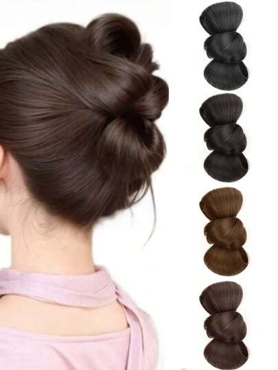 1件装 Maruko Head 女士合成假发，蝴蝶结爪夹花苞头型，平头专属发髻，后脑勺，假发爪夹套装，时尚发夹，优雅发爪，秋季发饰，秋季时尚发爪，冬季度假装扮，女士发饰，爪夹，发夹，夏季女士发夹