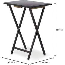 Portable TV Dinner 4 - Pack Rectangular Folding Tray Table With Storage Rack, Black, 15x 19x 26 - 黑色+4件裝 - 查看 8