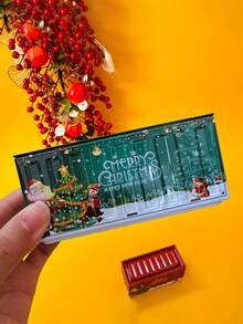 Christmas Rectangular Mini Tin Box, Mini Container Desktop Ornament, Christmas Candy Storage Box, Holiday Gift Packaging, Vintage Industrial-Style Christmas Decorative Ornament