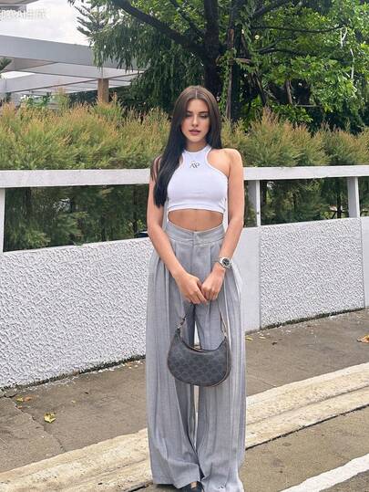 Pantalones plisados de unicolor versátiles y casuales para mujeres