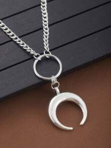 1PC Gothic Punk Style Crescent Moon Necklace, Suitable For Women And Men Fashion Punk Jewelry Gift - Necklace - View 6