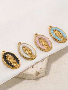 5 Pieces Of Vintage Virgin Mary Pendant Necklaces - 18K Gold-Plated 304 Stainless Steel Bohemian Religious Pendants, With Geometric Patterns, Exquisite Details And Soft Colors, Suitable For DIY Jewelry Making Supplies