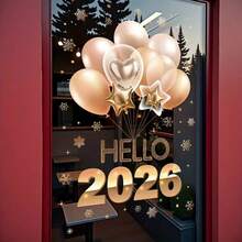 1pc 2026 Happy New Year Colorful Balloon Window Sticker, Removable Static Cling Decal, Suitable For Home, Store, Mall, Bar New Year Decoration - Multicolor - View 8