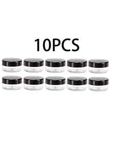 Przezroczyste, puste słoiki na próbki kosmetyków 20/10/5/1 szt./50 szt. (wraz z łyżeczką) / 5 g, plastikowe słoiki, wielokolorowy krem do twarzy i balsam, szminka, cień do powiek, puder do paznokci, biżuteria, eleganckie i małe, wygodne w noszeniu, wielokrotnego użytku, akcesoria podróżne (różowy, biały, czarny)