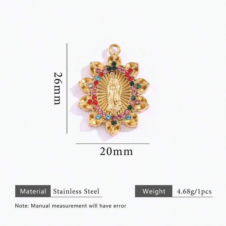 1pc Stainless Steel 18K Gold-Plated Drip Oil And Diamonds Multi-Style Pendants DIY Charm Jewellery Necklace Making Accessories Woman's Stainless Steel Jewellery Making Accessories Stainless Steel Ladies' Jewellery Woman's Accessories Suitable For Ladies' Daily Wear And Gift-Giving Occasions - Pendant - View 22