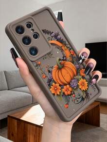GALLAPLE Halloween Pumpkin Moon Floral Pattern Phone Case Protective Cover With Retro Art Design Scary Festival Aesthetic Shockproof Bumper For IPhone S25Ultra S25 24 23 22 21 Plus FE A54 A53 A52 A36 A35 A34 A33 A16 A15 A14 A13 Case - Màu Khaki - Xem 2