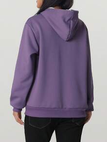 女士保暖连帽外套，简约纯色，常规长度，休闲风格，适合日常穿着，秋冬季