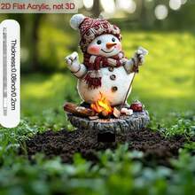 2D flaches Design dekorativer Acryl Schneemann - Outdoor Garten Schild, geeignet für Neujahr, Weihnachten, Hochzeitsdekoration - Bodeninstallation, keine Stromversorgung erforderlich - perfekt für Terrasse, Rasen, Pflanzendekoration - einzigartiges thematisches Sammlerstück