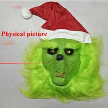 1pcsChristmas Monster Thief Grinch Latex Mask Green Monster Christmas Party Headgear Prop