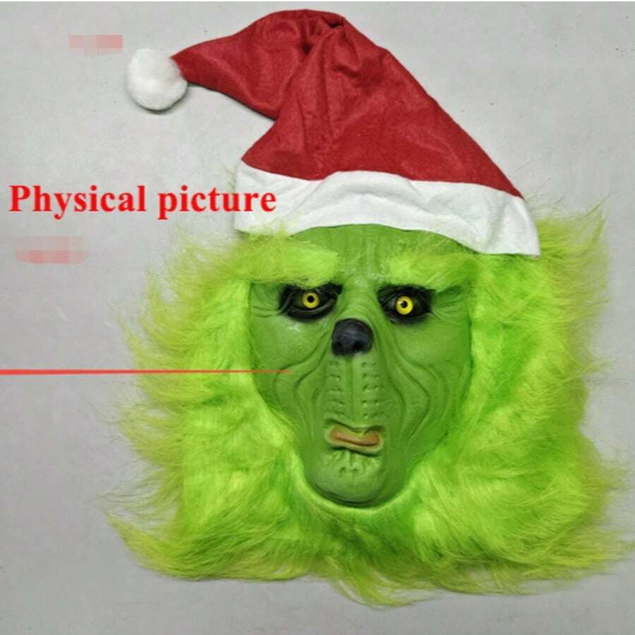 1pcsChristmas Monster Thief Grinch Latex Mask Green Monster Christmas Party Headgear Prop