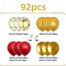 1 pieza/35 piezas/92 piezas Set de globos de látex mate rojos, dorados, amarillos, dorados brillantes de 5 pulgadas/10 pulgadas/12 pulgadas, adecuados para decoración de bodas, Navidad, compromiso, Año Nuevo, fiesta de cumpleaños, ducha nupcial, San Valentín, aniversario