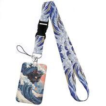 CX Lovely Kitten Manga Card Holder Badge Holder ID Card Lanyards Cell Phone Rope Key Lanyard Neck Straps Keychain Cats01 Bag Charms Car Teacher Friend Sister Gift Ideas