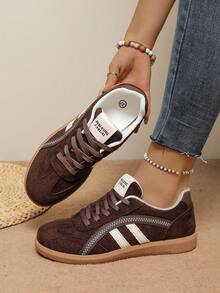 Women's Colorblock Striped Casual Sneakers, Women's High Platform Non-Slip Rubber Sole, High-Quality Comfortable Casual Sports Tennis Shoes, Suitable For Students And College Daily Use, All Seasons