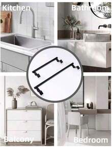 1pc/2pcs Stainless Steel Kitchen Cabinet Towel Rack, Seamless Bathroom/Kitchen Door Towel Bar Storage Rack, Wedding Decor, Holiday Decor, Birthday Gift - Black - View 7