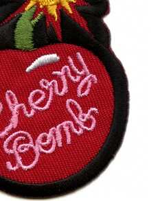 1PC Cherry Bomb Patch Favorite Red Fruit Embroidered Iron On - Multicolor - View 4
