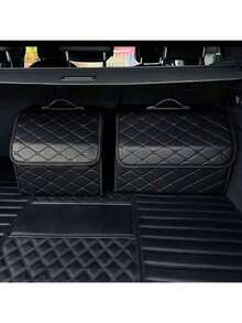 Easypie Selection 1pc Car Trunk Organizer Large Capacity Box Auto Multiuse Tools Storage Bag Stowing And Tidying PU Leather Folding Bag For Emergency Storage Box