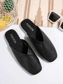 Women's Solid Color Bohemian Elegant Fashion Asymmetric/Asymmetrical Flat Leather Loafers, Sandals For Home Wear, All Season