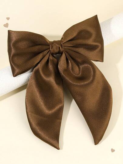 2 piezas Pinzas para el cabello con moño de satén marrón para niñas dulces, pasadores de cabello de unicolor, moños de satén elegantes, horquillas para niñas dulces, pinzas de caimán casuales, accesorios para el cabello para adolescentes.