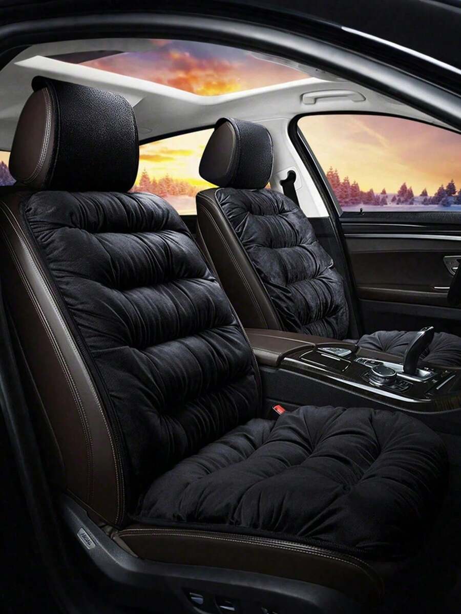 1个带靠背的毛绒汽车座椅垫，加厚保暖，适用于所有车型，冬季舒适保暖，是送给朋友、毕业、返校、圣诞节、情人节、父母、万圣节、感恩节、生日、新年等场合的最佳礼物选择，可用作个性化或新年礼物。