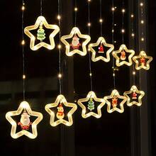 1pc Christmas Star Window Curtain Light[USB Powered]Suitable For Christmas, Wedding, Party, Holiday, Gift, Home Decor, Bedroom Decor, Room Decor, Party Decor, Wall Decor, Birthday Decor, Garden Decor, Holiday Decor