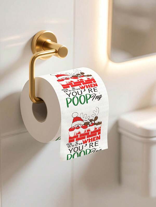 [Christmas Decor] 1 Roll Santa Claus Elk Pattern Toilet Paper - Festive Christmas Bathroom Decor, Holiday Ornament, And Home Decoration, Paper Material, Multipurpose Use, Christmas Bathroom Decor|Festive Design|Paper Roll, Christmas Decoration