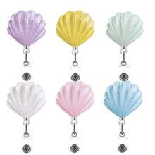 1pc Iridescent Scallop Retractable Badge Reel, Nurse/Doctor ID Card Holder Clip - Multicolor - View 6