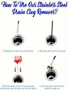 1pc Drain Clog Remover, Hair Catcher Shower Drain Cleaner, Kitchen And Bathroom Tub Drain Unclogger, Soft Metal And Plastic Pipe Dredging Tool Accessory