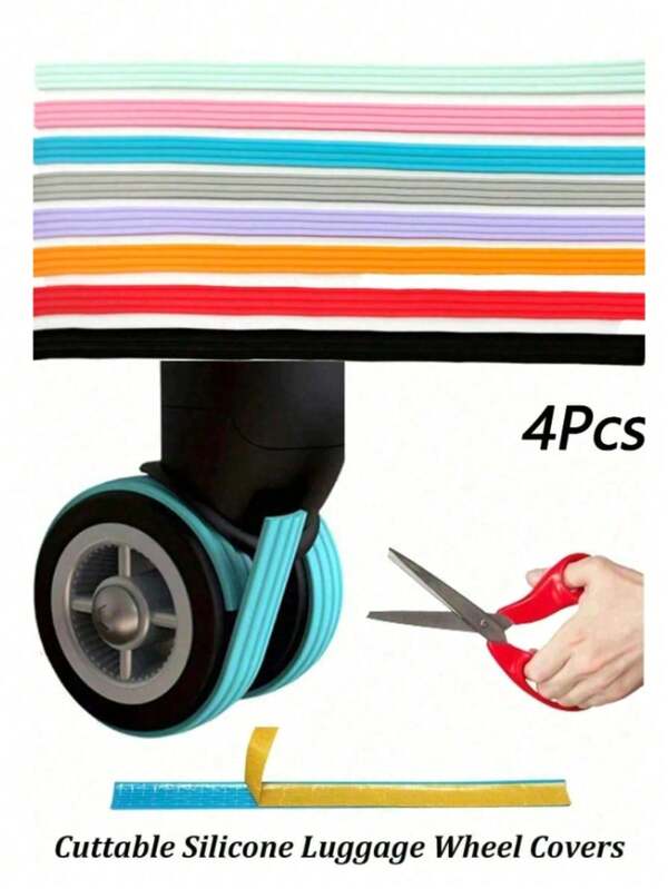 4PCS Luggage Wheel Covers, Luggage Wheels Protector Cover Silicone Trolley Case Silent Caster Sleeve Silicone Wheels Cover Luggage Suitcase Universal Reduce Noise Trolley Case Wheel Sleeve Toiletry Bag Bag For School School Accessories School Stuff