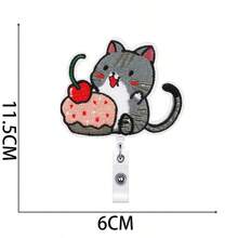 1pc/10pcs Cat Embroidery Retractable Badge Reel, Cute Pet Theme ID Card Holder Lanyard - Multicolor - View 10