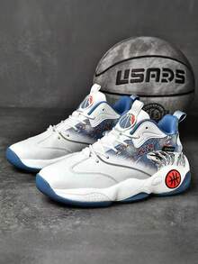 Zapatos de baloncesto para hombre, Tenis de baloncesto juveniles, antideslizantes, Zapatos deportivos para hombres, interiores y exteriores/Tenis Escolares Juveniles De Piel De Bota Moda Para Practicar Deportes Basket Skate Con Estilo Urbano Cómodo/1 Par De Zapatos De Baloncesto Deportivos De Mujer De Malla Transpirable Diseñados Con Estampado,Zapatillas de baloncesto profesionales para hombre - blanco y azul - Ver 1