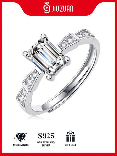 خاتم موسانيت من الفضة الإسترليني عيار 925 للنساء، حلقة زفاف وخطوبة فاخرة وغير مسببة للحساسية، هدية متعددة الاستخدامات مناسبة للاحتفالات والأعياد والاستخدام اليومي