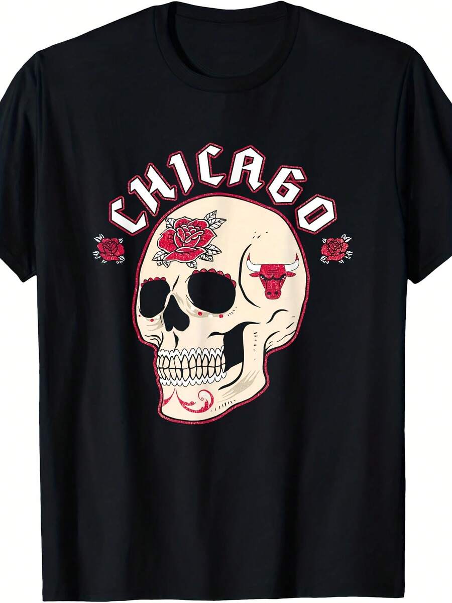 Halloween Floral Skull T-Shirt - 款式28 - 查看 1