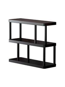 Modern Black Three-Tier Storage Rack, Multi-Level Shelving - Freestanding Tiered Shelf Unit, Black Frame, Ideal For Kitchen, Bathroom, Bedroom - Space-Saving Home Decor Storage Rack, Minimalist Design, Durable And Easy To Clean, Multifunctional Compact Storage Solution Combining Aesthetics And Utility. Ideal For Displaying Books, Cups, And Small Items.