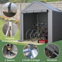Garden Shed 190x170x200cm, Bicycle Garage, Tool Shed, Garage Tent, Storage Tent For Garden House, Bicycle Shed, Tool Tent, Storage Garage, Dark Grey - 灰色 - 查看 7