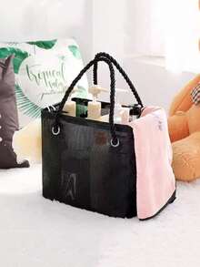 1/2pcs Large Capacity Portable Mesh Shower Bag Makeup Organizer Bag, Travel Toiletry Bag With Hanging Hook, Mesh Shower Caddy, Bathroom Tote Bag For Gym, Travel, Swimming