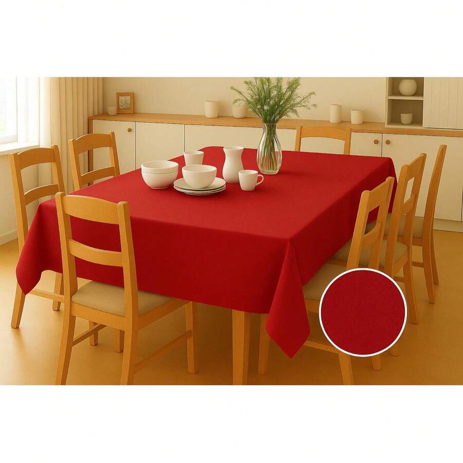 Oxford 6-Seater Tablecloth With Hemmed Finish - Red - View 1