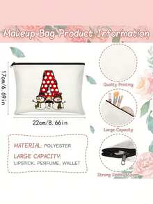 1 Túi đựng đồ trang điểm bằng vải canvas cá nhân hóa một mặt có thiết kế hình người tuyết – Túi đựng mỹ phẩm du lịch có thể tùy chỉnh, có kiểu dáng túi tote hình chữ nhật có thể tái sử dụng, hoàn hảo làm quà tặng Giáng sinh - Nhiều màu - Xem 1