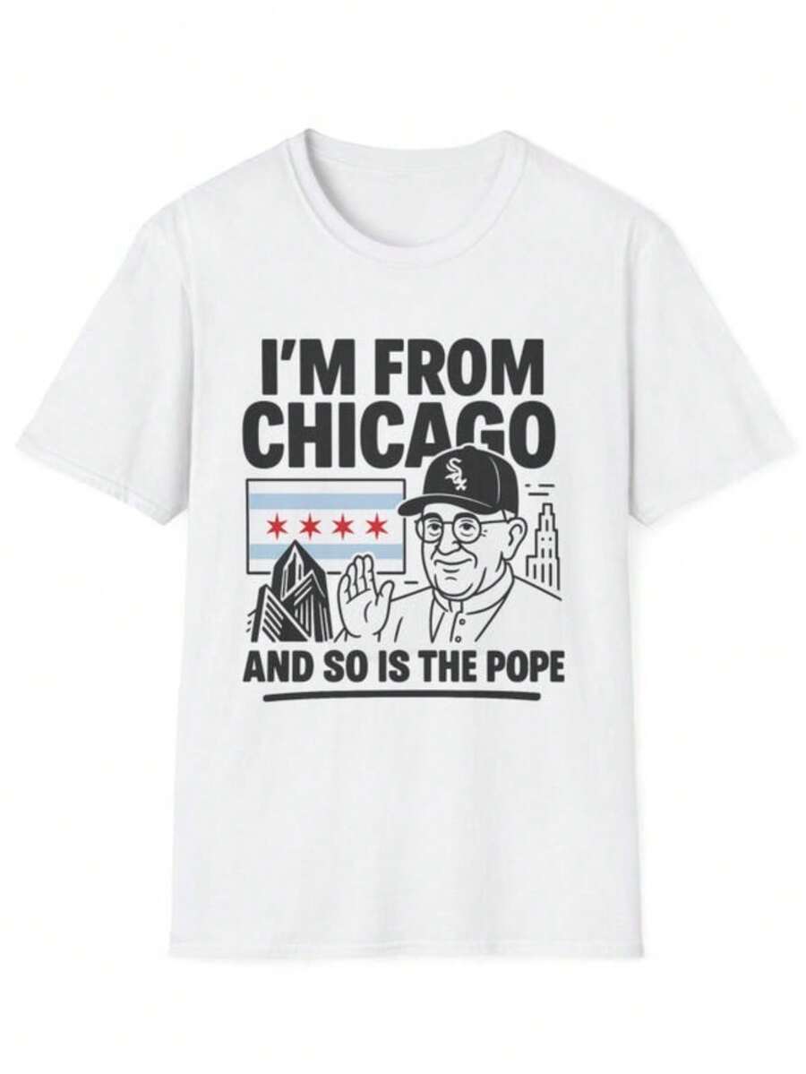Chicago Pope Pride T-Shirt, White Sox, Vintage Chicago Tee, Unisex Graphic T-Shirt, Travel Souvenir, - 白色 - 查看 1