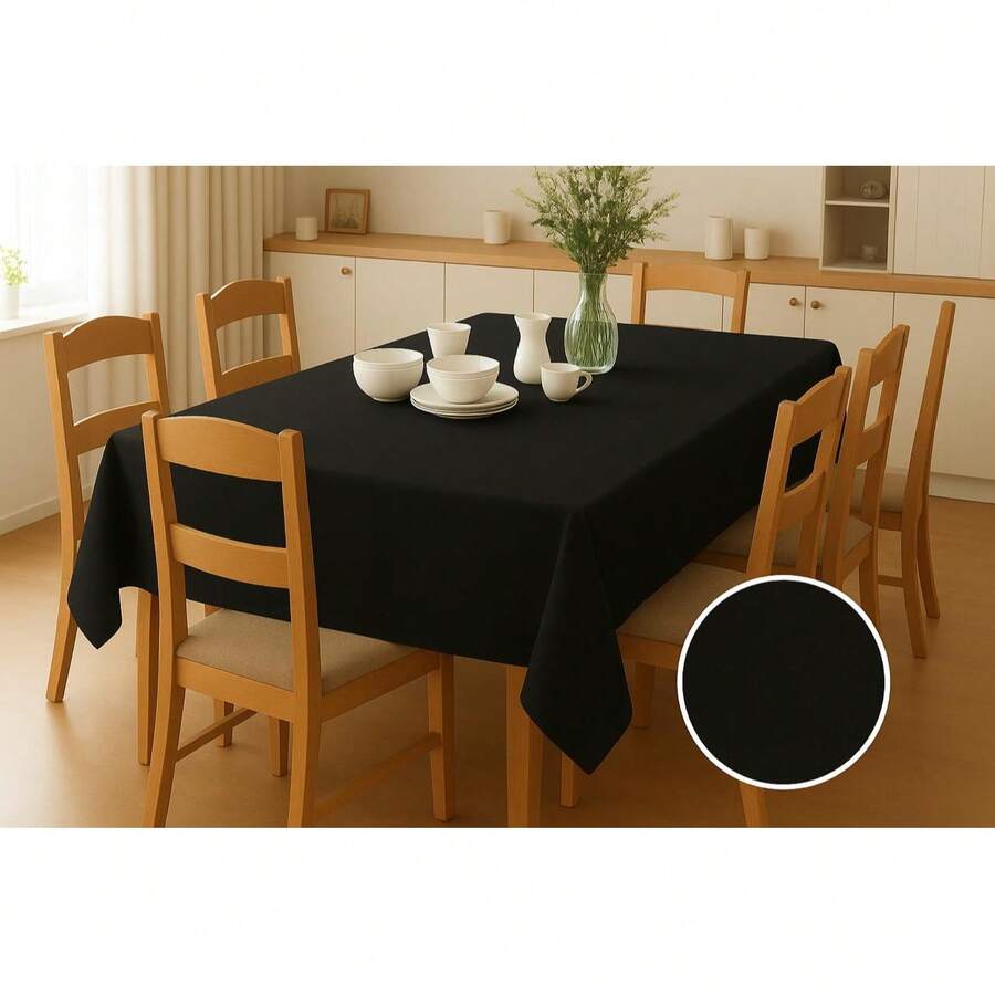 Oxford 6-Seater Tablecloth With Hemmed Finish - Black - View 1