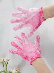 2pcs Exfoliating Glove ,Dead Skin Bath Exfoliating Gloves For Shower Spa Massage Body Scrub Shower Medium Exfoliate Glove For Dead Skin Bath Exfoliating Gloves For Shower Spa Massage Body Scrub - Shower Gloves Exfoliating For Women & Men Wash Gloves Dual Texture Bath Gloves For Shower Body Scrub Exfoliating Mitt Dead Skin Remover Exfoliator Mitten Natural Body Washcloth Body Cleaning Tool Rose Red - Hot Pink - 查看 8