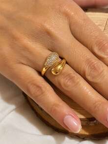 1 Piece Adjustable Open Ring Adjustable Accessories Gold Or Silver With Smooth And Studded Droplet Delicate Elegant Ideal For Daily Use European Fashion - Gold - View 5