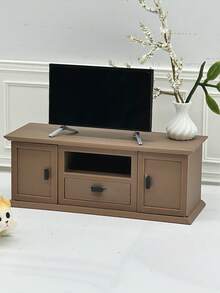 1. Dollhouse Miniature TV Cabinet, Realistic TV Model, Wooden-Look Resin Cabinet, Mini Model Home Decor, Dollhouse Living Room Sofa Scene, Walnut Color Micro Floor Cabinet, Small Vase Decor, Drawer Cabinet Decor, Openable Small Cabinet, Micro Furniture Model - Multicolor - View 7