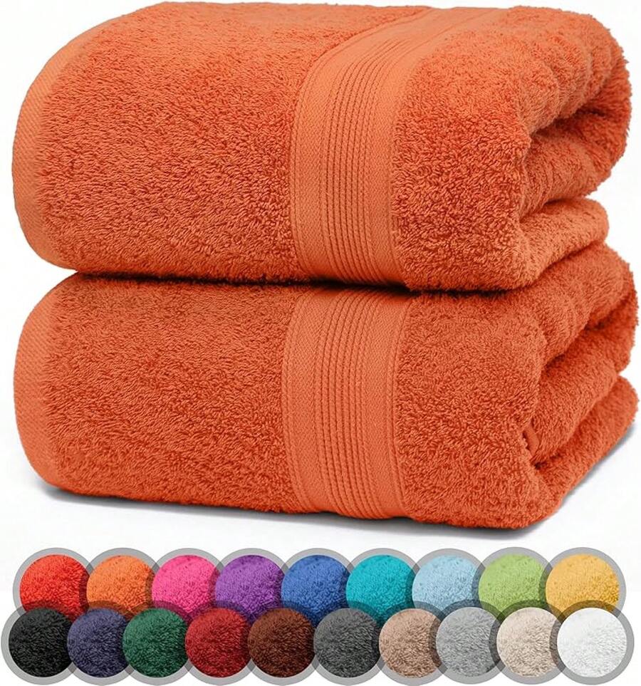 NatureMark 2 Pack Shower Towels Premium Quality 70 X 140 Cm Shower Towel Double Pack, 70 X 140 CM - Terracotta - View 1